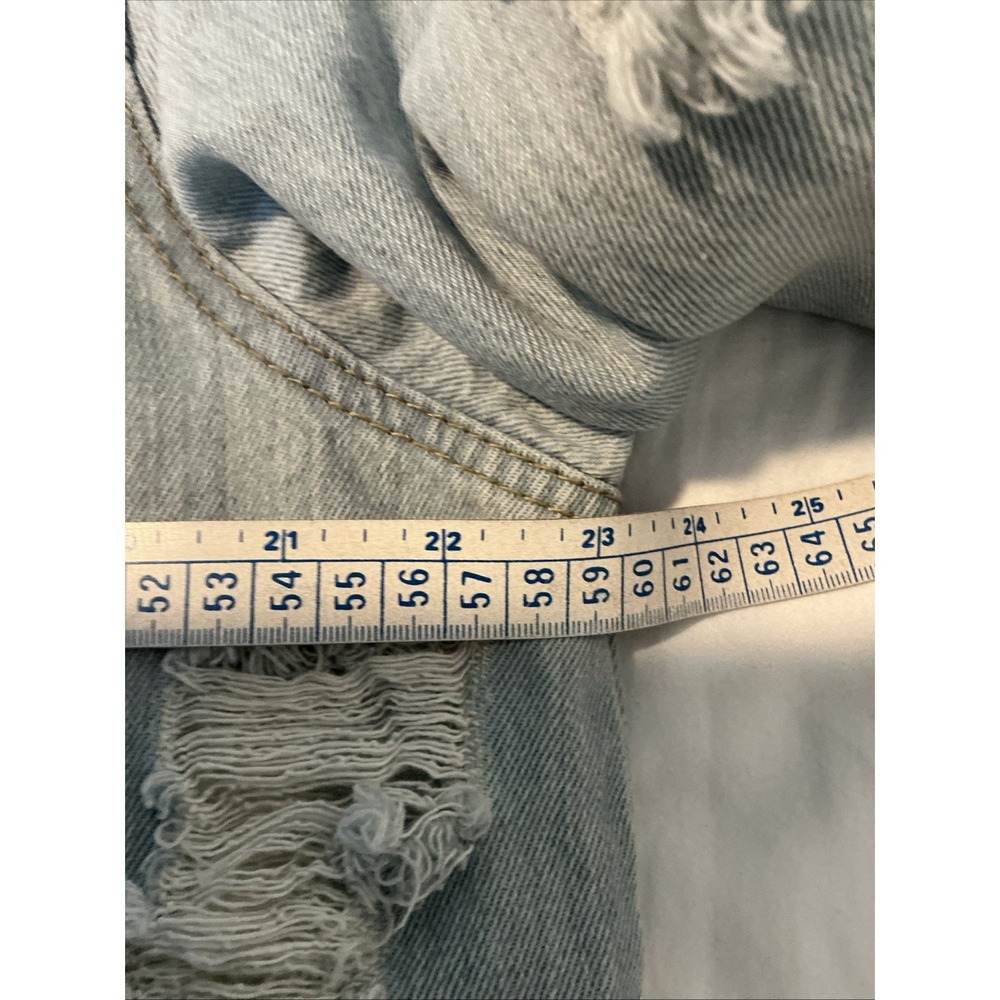 Thrill Jeans Long Denim Acid Washed Jacket Distressed Destroyed Frayed Button 2X - Picture 13 of 13